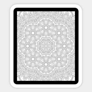 White Over Black Abstract Line Art Flower Pattern Sticker